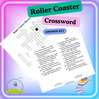 Roller Coaster Physics and History Crossword Answer key included