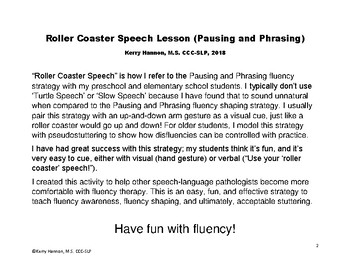 Roller Coaster Speech Fluency Stuttering Lesson