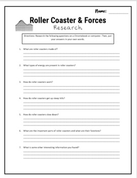 Roller Coaster Types of Forces Research