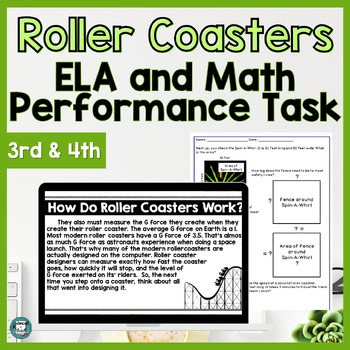 Preview of SBAC Opinion Writing & Math Test Prep | Practice Test | Roller Coasters 3rd 4th