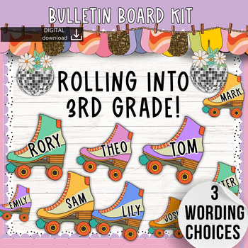 Preview of Roller Skates - Back to school - August Bulletin Board Kit - Retro Funky Decor