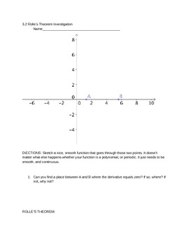 Preview of Rolle's Theorem Investigation