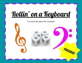 Preview of Rollin' on a Keyboard Game FREEBIE (Line and Space Notes on Piano & the Staff)
