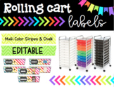Rolling Cart Drawer Labels * EDITABLE * Multi Color Stripe