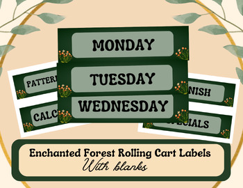 Preview of Rolling Cart Labels - Enchanted Forest