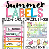 Rolling Cart Labels Teacher Toolbox Labels | Summer Classr