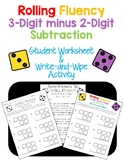 Rolling Fluency 3-Digit minus 2-Digit Subtraction