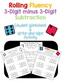 Rolling Fluency 3-Digit minus 3-Digit Subtraction