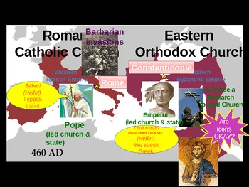 Preview of Roman Catholic vs. Eastern Orthodox Church - Byzantine Church PowerPoint