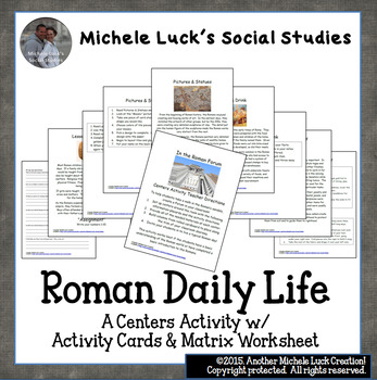 Preview of Roman Daily Life Activity Cards | Ancient Rome Worksheet Centers Activity