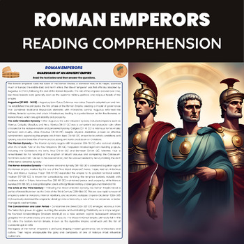 Preview of Roman Emperors Reading Comprehension Passage for Ancient Rome Leaders