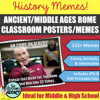 Preview of Ancient / Middle Ages Rome Themed Classroom Posters (Memes)