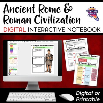 Preview of Roman Empire & Civilization DIGITAL Interactive Notebook Unit 