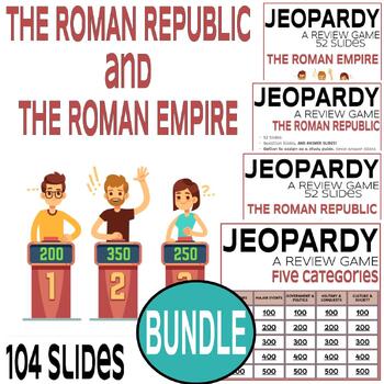 Preview of Roman Empire & Republic Jeopardy Review Games -- 104 Slides-- Editable --No Prep