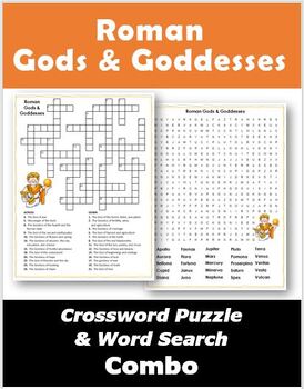 Roman Gods Goddesses Crossword Puzzle Word Search Combo TPT