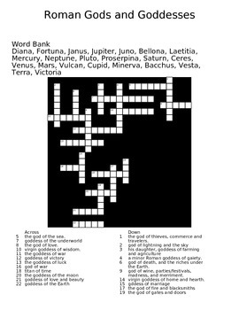 Roman Gods and Goddesses Crossword by Ex Nihilo Arts and Culture