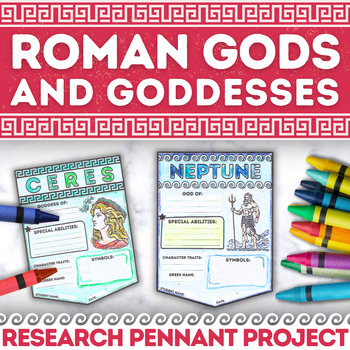 Preview of Roman Gods and Goddesses Mythology Pennant Research Activity Ancient Rome