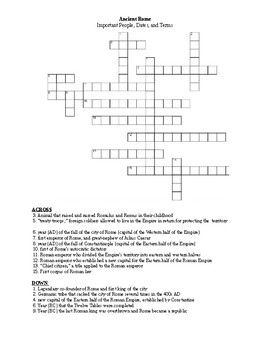 Roman History Crossword Puzzle by Bible Basics and Latin Language