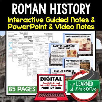 Preview of Roman History Guided Notes and PowerPoints, Interactive Notebooks, Google