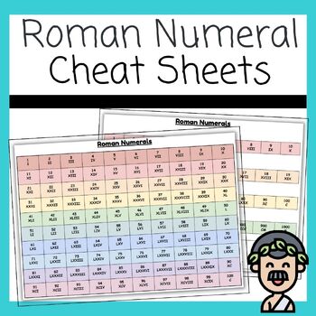 Roman Numeral Cheat Sheets by Miss Bayley | TPT