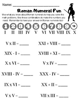 Roman Numeral Math Worksheet by Tech and Fun in 4th | TpT
