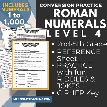 Preview of Roman Numeral Conversion Practice, Numerals 1-1000 Fun Riddles with Answer Key