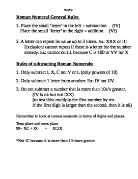 Preview of Roman Numeral Rules and Practice