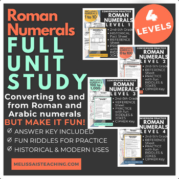 Preview of Roman Numeral Unit Study Conversion Practice 1-1000 Fun Riddles with Answer Key