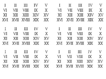 Roman Numerals (1-20) by Steven's Social Studies | TPT