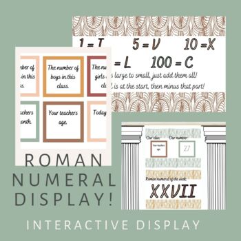Preview of Roman Numerals Display 1-100, Roman Numerals of the Week Interactive Display