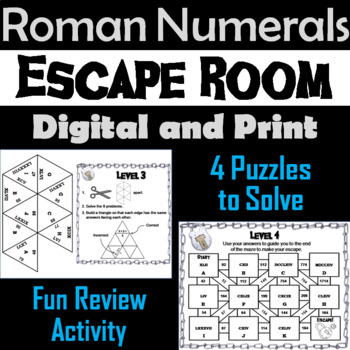 Preview of Roman Numerals Activity: Escape Room Math Breakout Game