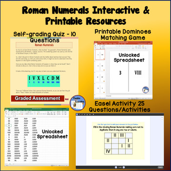 Preview of Roman Numerals Interactive Resources Set 4th - 8th Grade