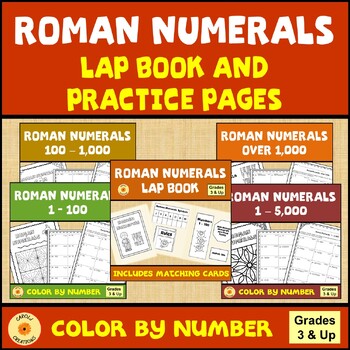 Preview of Roman Numerals Lap Book Reference Tool and Color By Code BUNDLE