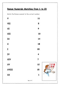 To 1 20 numerals roman Roman Numerals