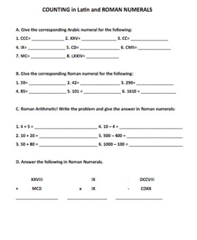 Roman Numerals And Latin Numbers By Magistra F 