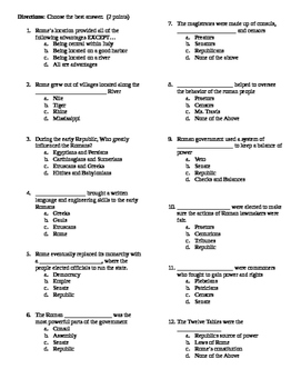 Preview of Roman Republic 35 multiple choice questions