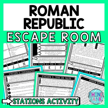 Preview of Roman Republic Escape Room Stations - Reading Comprehension Activity