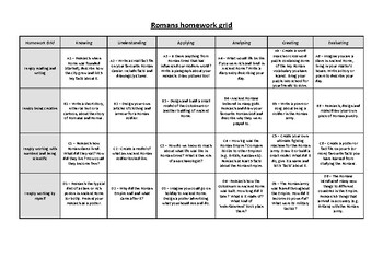 romans homework grid year 3