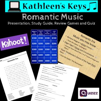 Preview of Romantic Music Unit - PowerPoint, Study Guide, Review Games, Word Search & Quiz