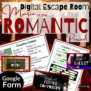 Preview of Romantic Period Music Escape Room (Activity to learn about Romantic Music Era)