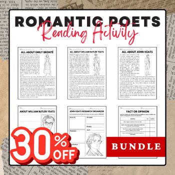 Preview of Romantic Poets - Reading Activity Pack Bundle | National Poetry Month Activies