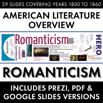 Preview of Romanticism American Literature Overview Lecture, Transcendentalism, Slide Deck