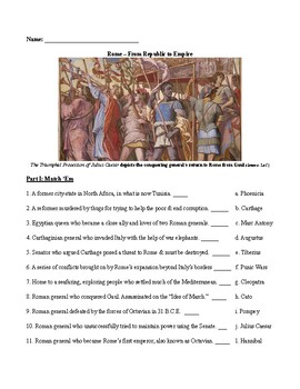 Preview of Rome - From Republic to Empire (3-Part Worksheet)