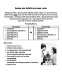 Romeo and Juliet Act 2 Persuasive Letter - Graphic Organizer and Rubric