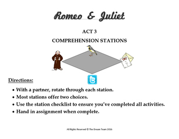 Preview of Romeo and Juliet Act 3 Stations