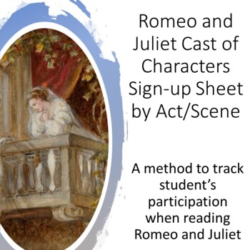 Preview of Romeo & Juliet Cast of Characters Sign-up Sheet