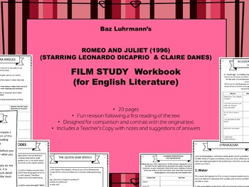 Preview of Romeo & Juliet Film Study WORKBOOK for Baz Luhrmann's 1996 film (LIT REVISION)