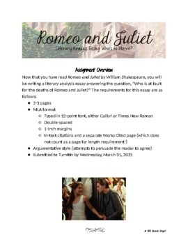 romeo and juliet essay who is to blame