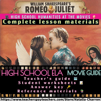 Preview of Romeo + Juliet Movie Guide & Student Worksheet Pack - EDITABLE Resources for ELA