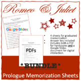 Romeo & Juliet Prologue Memorization Sheets *BUNDLE*